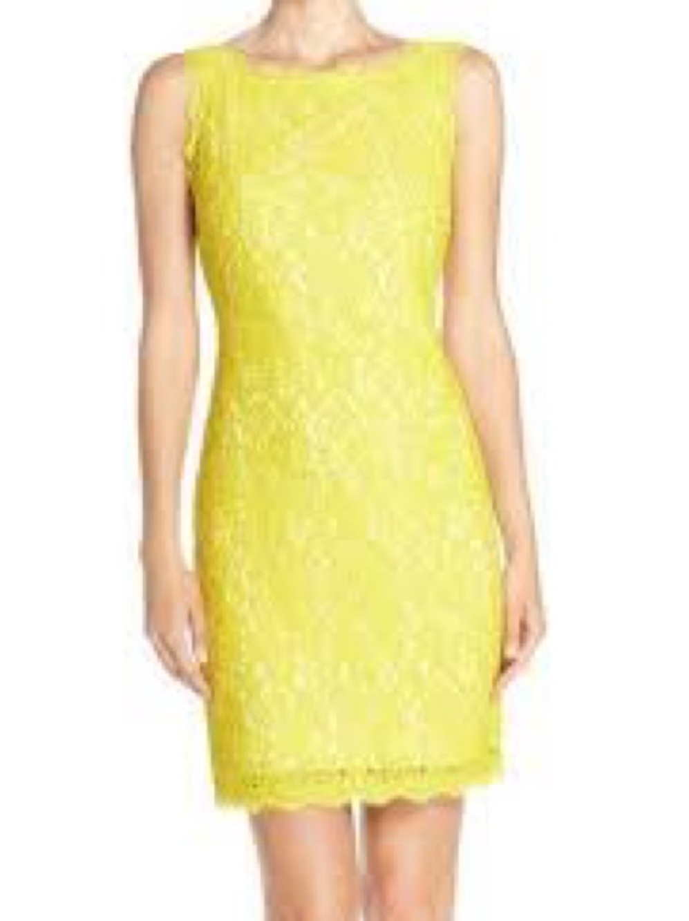 Adrianna Papell Yellow Lace Sheath Dress